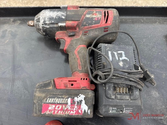 (1) EARTHQUAKE 1/2" DRIVE 20V IMPACT W/ BATTERY & CHARGER