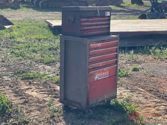 Top Tool Box With Bottom Rolling Box With Contents