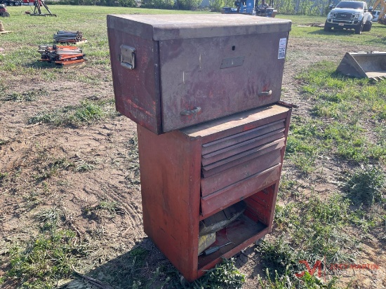 Top Tool Box With Bottom Rolling Box With Contents