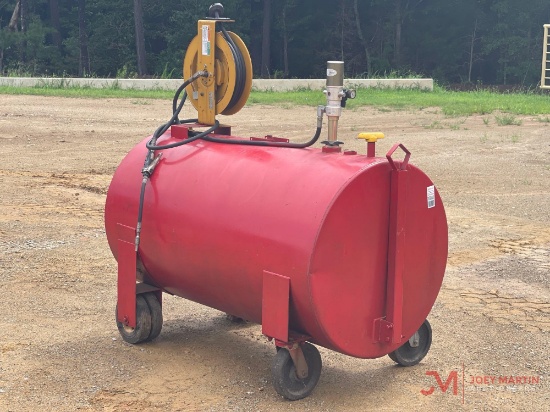 FUEL TANK WITH PNEUMATIC PUMP AND HOSE REEL