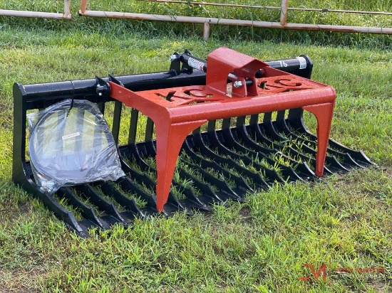 NEW 76" ROOT RAKE HYDRAULIC GRAPPLE SKID STEER ATTACHMENT