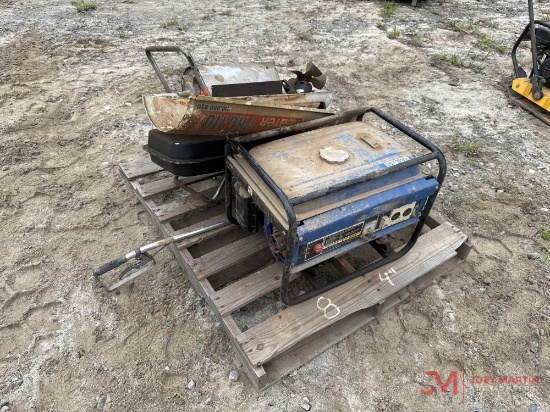 CONTENTS OF PALLET PORTABLE GENERATOR, SHOP HEATER