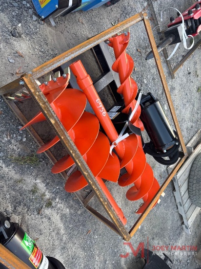 Raytreehydraulic Auger Skid Steer Attachment, 3 Auger Bits