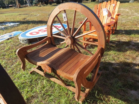 Teak Wood Wagon Wheel Bench