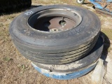 (2) Bridgestone R268 9R22.5 Tire and Wheels
