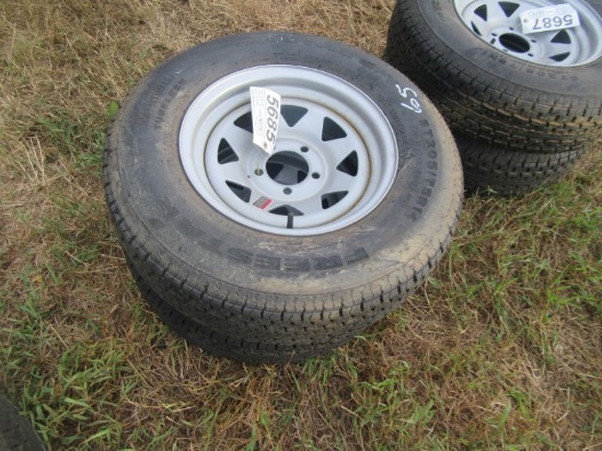 (5685) 2--205/75R14 Trailer Rims/Tires