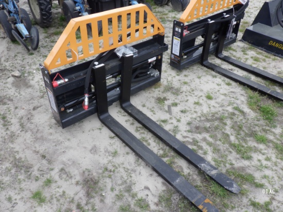 (2859) Skid Steer 48" Hyd. Slide Pallet Forks