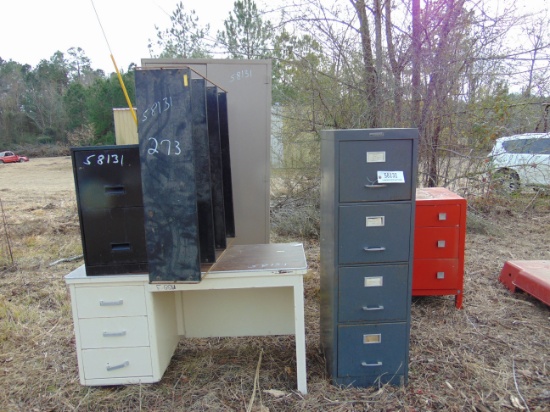 2- FILING CABINETS DESK AND,