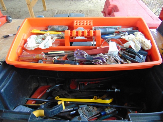 BLACK AND DECKER TOOL BOX AND TOOLS