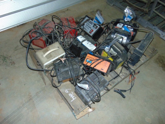 PALLET OF BATTERY CHARGERS,