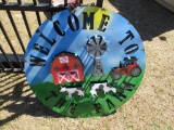 WELCOME TO THE FARM ROUND METAL SIGN