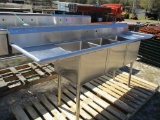 STAINLESS STEEL 3 HOLE SINK 8FT LONG