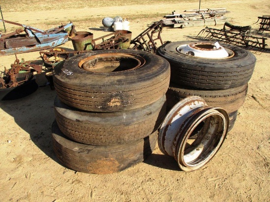 6- 11R22.5 TRACK TIRES AND RIMS