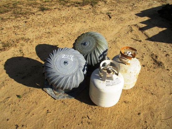 2 LP GAS TANKS & 2 ROOF TURBINES