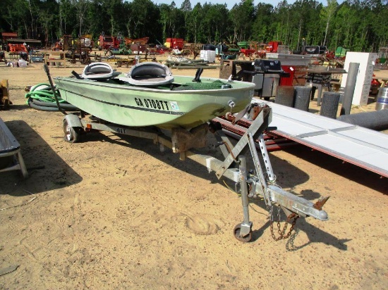 14FT FIBERGLASS OUACHITA BOAT AND GALV TRAILER