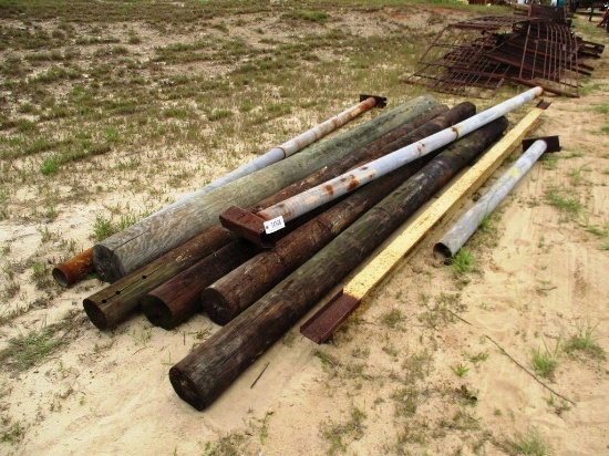 5- 10FT TREATED POST AND 3 IRON POST