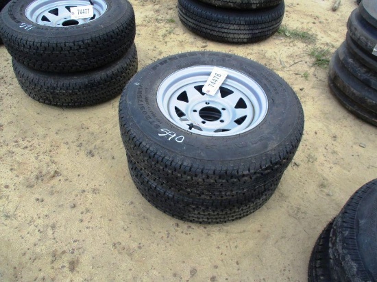 2- 225-75R14 TRAILER TIRE AND RIM