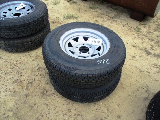2- 225-75R14 TRAILER TIRE AND RIM