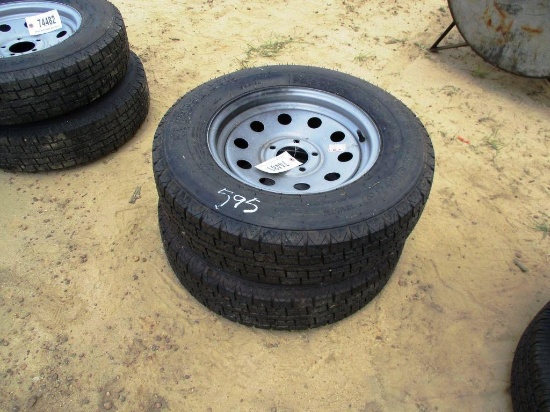 2- 205-75R15 TRAILER TIRE AND RIM