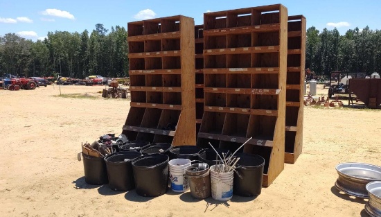 4 WOOD PARTS BINS,