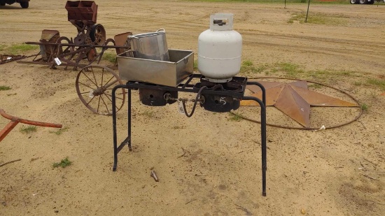 2 BURNER COOKER WITH PROPANE BOTTLE,