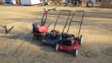 2 - PUSH LAWN MOWERS & 1 - FRONT TINE TILLER