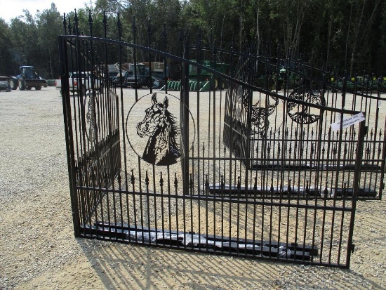 HORSE HEAD DESIGN 16FT DOUBLE METAL GATE