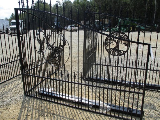 DEER HEAD DESIGN 16FT DOUBLE METAL GATE