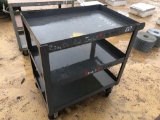 STEEL WORK TABLE ON WHEELS,