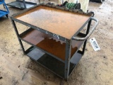 STEEL WORK TABLE ON WHEELS,