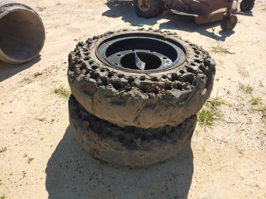 2 - 8 LUG SOLID BACK TIRES FOR FRONT END