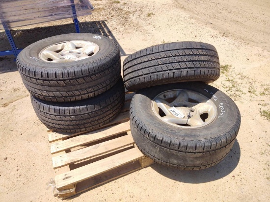 4- 265/70R16 TIRES AND ALUM WHEELS