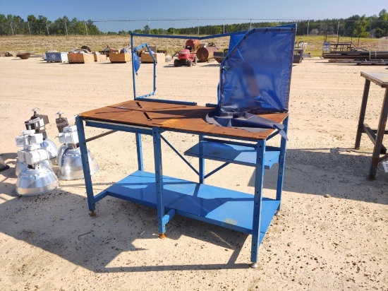 STEEL TABLE WORK STATION WITH WELDING CURTAIN