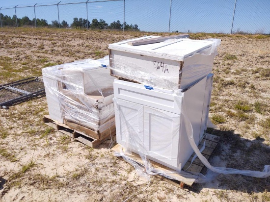 864A- 2 PALLETS WHITE WOOD CABINETS