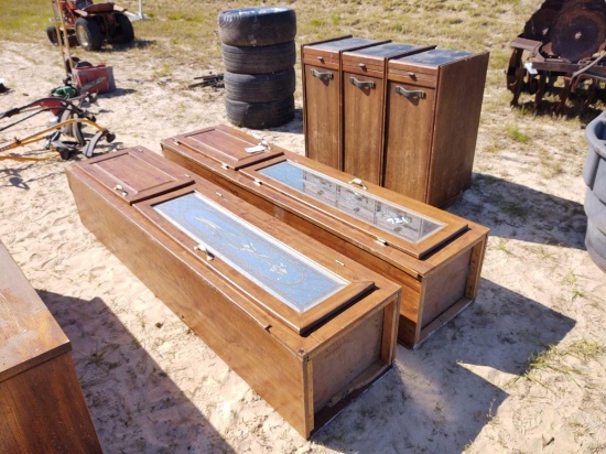 3 WOOD CABINETS