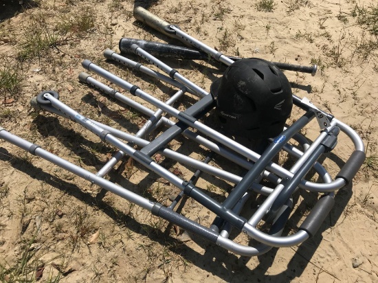 2 WALKERS, 2BATS, AND HELMET