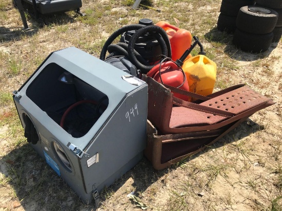 GAS CANS, RAMPS, SHOP VAC, BEED BLASTER