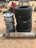 5 TIRES & 4 RIMS FOR JEEP & 1 TANK