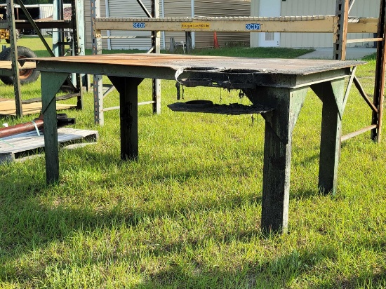 214 - STEEL WORK TABLE 54" X 80"