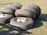 693 - 4- 11R22.5 TRUCK TIRES AND RIMS