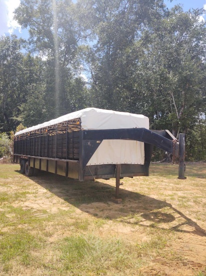1995 STOLL 8' X 32' COVERED LIVESTOCK TRAILER,