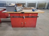 METAL SHOP CABINET WITH WOOD TOP