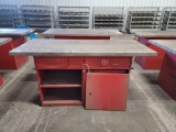 METAL SHOP CABINET WITH WOOD TOP