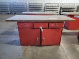 METAL SHOP CABINET WITH WOOD TOP