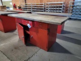 METAL SHOP CABINET WITH WOOD TOP