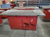 METAL SHOP CABINET WITH WOOD TOP