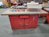 METAL SHOP CABINET WITH WOOD TOP