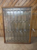 384A - VINTAGE WINDOW WITH BEVELED LEAD GLASS
