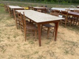 2476 - WOOD TABLE AND 5 - CHAIRS