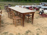 2478 - WOOD TABLE AND 5 - CHAIRS